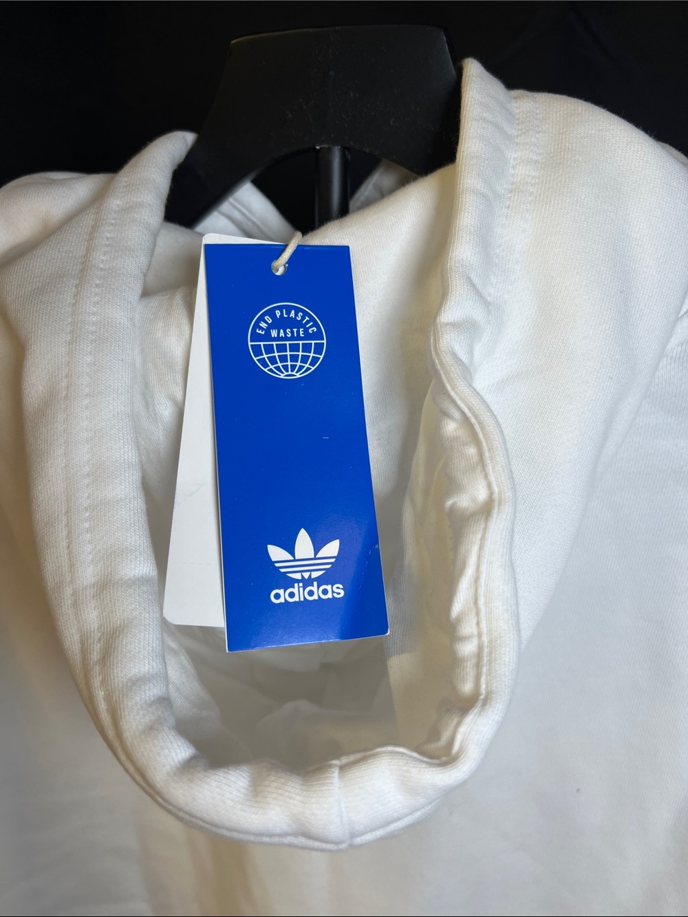 adidas White Crewneck Hoodie with Black Trefoil - Picture 5 of 5